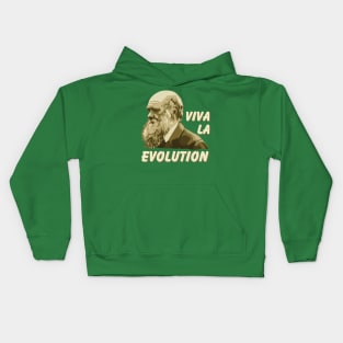 Viva La Evolution Charles Darwin Portrait Kids Hoodie